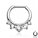 Piercing anneau 1,6mm 129 - Cinq zircones transparents