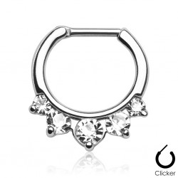 Piercing anneau 1,6mm 129 - Cinq zircones transparents
