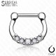 Piercing septum, oreille 20 - Petit avec cinq strass transparents