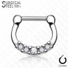 Piercing septum, oreille 20 - Petit avec cinq strass transparents