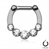Piercing septum, oreille 22 - Plaqué titane noir cinq strass