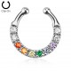 Faux-piercing septum anneau avec zircones multicolores (12)