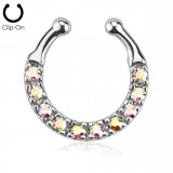 Faux-piercing septum anneau avec zircones auroras (12)