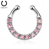 Faux-piercing septum anneau avec zircones roses (12)