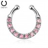 Faux-piercing septum anneau avec zircones roses (12)