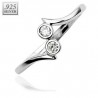 Bague de pied argent 04 - Deux cristaux transparents