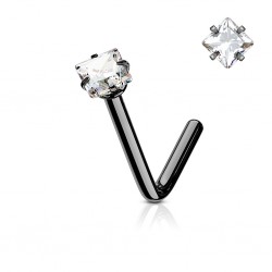 Piercing nez courbé 0.8mm 02 - Noir carré