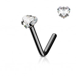 Piercing nez courbé 0.8mm 01 - Noir coeur