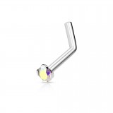 Piercing nez courbé 0.8 ou 1mm 34 - Zircone rond aurora