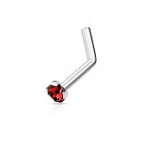 Piercing nez courbé 0.8 ou 1mm 34 - Zircone rond rouge