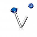 Piercing nez courbé 0.8 ou 1mm 34 - Zircone rond bleu