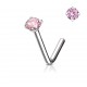 Piercing nez courbé 0.8 ou 1mm 34 - Zircone rond rose