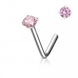 Piercing nez courbé 0.8 ou 1mm 34 - Zircone rond rose
