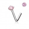 Piercing nez courbé 0.8 ou 1mm 34 - Zircone rond rose