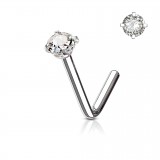 Piercing nez courbé 0.8 ou 1mm 34 - Zircone rond transparent