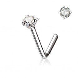 Piercing nez courbé 0.8 ou 1mm 34 - Zircone rond transparent