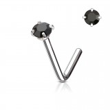 Piercing nez courbé 0.8 ou 1mm 34 - Zircone rond noir