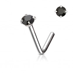 Piercing nez courbé 0.8 ou 1mm 34 - Zircone rond noir