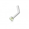 Piercing nez courbé 0.8 ou 1mm 34 - Zircone rond vert-pomme