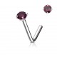 Piercing nez courbé 0.8 ou 1mm 34 - Zircone rond lilas