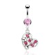 Piercing nombril coeur 04 - Multistrass roses