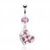 Piercing nombril coeur 04 - Multistrass roses