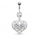 Piercing nombril coeur 10 - Gris dix zircones transparents