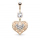 Piercing nombril coeur 10 - Rose dix zircones transparents