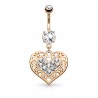 Piercing nombril coeur 10 - Rose dix zircones transparents