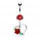 Piercing nombril coeur 08 - Rose rouge