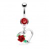 Piercing nombril coeur 08 - Rose rouge