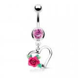 Piercing nombril coeur 08 - Rose rose