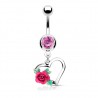 Piercing nombril coeur 08 - Rose rose