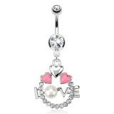 Piercing nombril coeur 12 - Transparent love perle