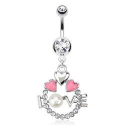 Piercing nombril coeur 12 - Transparent love perle