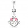Piercing nombril coeur 12 - Transparent love perle