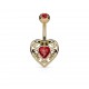 Piercing nombril coeur 13 - Jaune zircone central