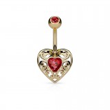 Piercing nombril coeur 13 - Jaune zircone central