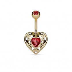 Piercing nombril coeur 13 - Jaune zircone central