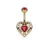 Piercing nombril coeur 13 - Jaune zircone central