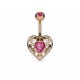 Piercing nombril coeur 13 - Rose zircone central