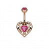 Piercing nombril coeur 13 - Rose zircone central