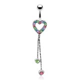 Piercing nombril coeur 15 - Multicolore chainettes