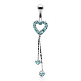 Piercing nombril coeur 15 - Bleu-clair chainettes