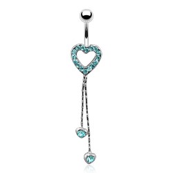 Piercing nombril coeur 15 - Bleu-clair chainettes