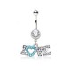 Piercing nombril coeur 17 - Love bleu-clair