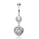 Piercing nombril coeur 18 - Multistrass transparents