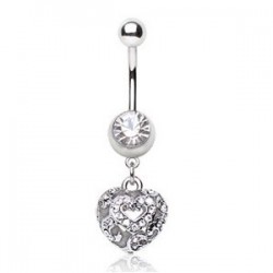 Piercing nombril coeur 18 - Multistrass transparents