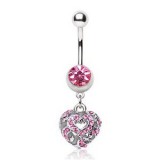 Piercing nombril coeur 18 - Multistrass roses