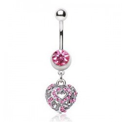Piercing nombril coeur 18 - Multistrass roses